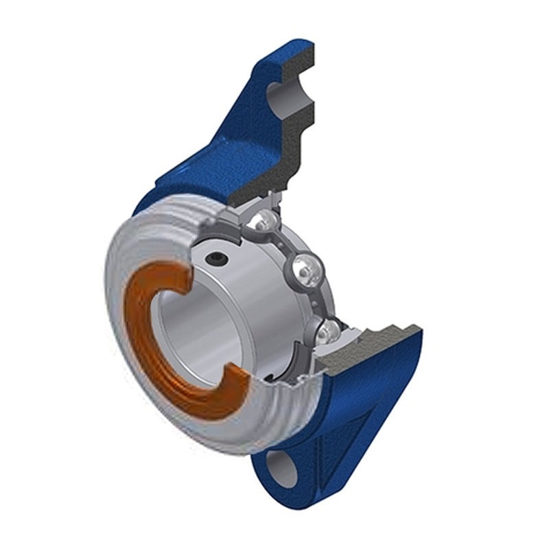 SNR USFLE208CC Metric Two Bolt Oval Cast Iron Flange Housing with 40mm Bore Insert with Narrow Steel Plate Cover - Closed Version - Allow 2-3 Days
