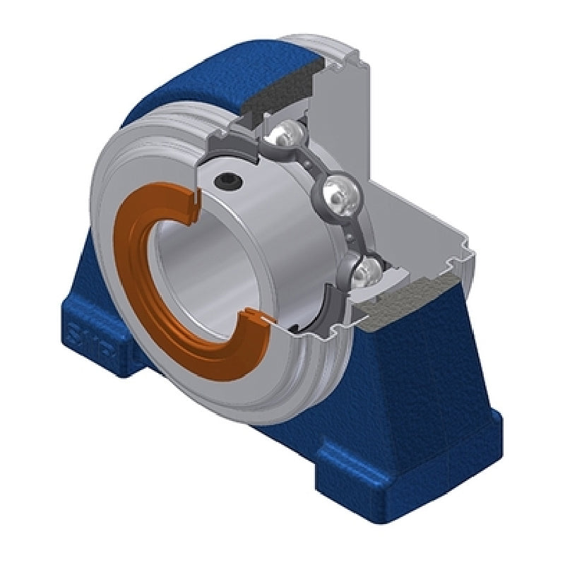 SNR USPAE207CO Threaded Base Small Footprint Metric Pillow / Plummer Block Housing Supplied with 35mm Bore Insert with Narrow Steel Plate Cover - Open Version - Allow 2-3 Days