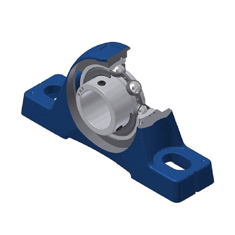 SNR USPE201N Metric Cast Iron Two Bolt Pillow / Plummer Block Housing with 12mm Bore Insert - Allow 2-3 Days