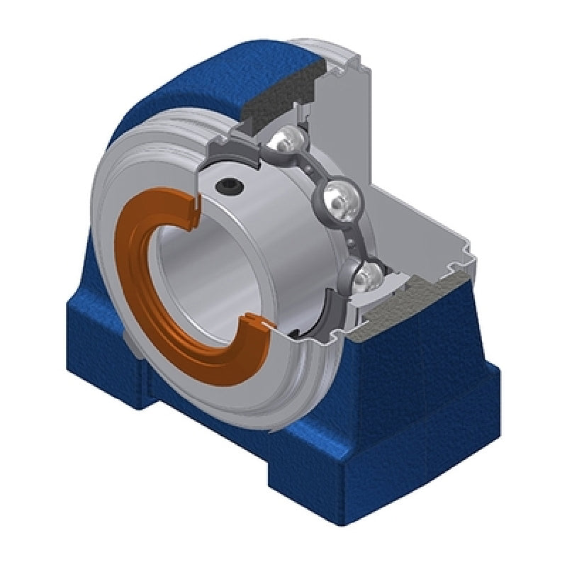 SNR USPG206CC Threaded Base Small Footprint Metric Pillow / Plummer Block Housing with 30mm Bore Insert with Narrow Steel Plate Cover - Closed Version - Allow 2-3 Days