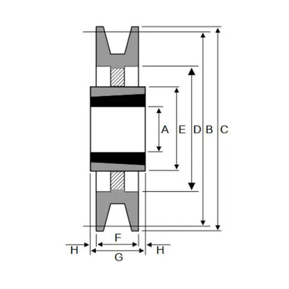 PowerDrive 236X1SPA 236mm Pitch Diameter SPA Section Tapered Locking Bush Type Pulley with 1 Groove (Bush not Incl.) - Allow 2-3 Days