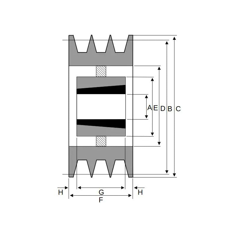 224X3SPA 224mm Pitch Diameter SPA Section Tapered Locking Bush Type Pulley with 3 Grooves (Bush not Incl.)