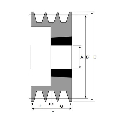 112X3SPA 112mm Pitch Diameter SPA Section Tapered Locking Bush Type Pulley with 3 Grooves (Bush not Incl.)