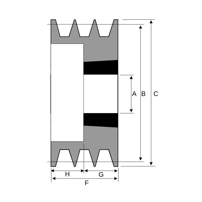 150X3SPA 150mm Pitch Diameter SPA Section Tapered Locking Bush Type Pulley with 3 Grooves (Bush not Incl.)