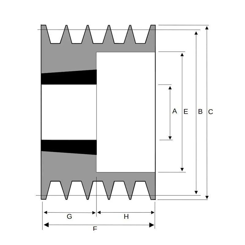 224X5SPA 224mm Pitch Diameter SPA Section Tapered Locking Bush Type Pulley with 5 Grooves (Bush not Incl.)