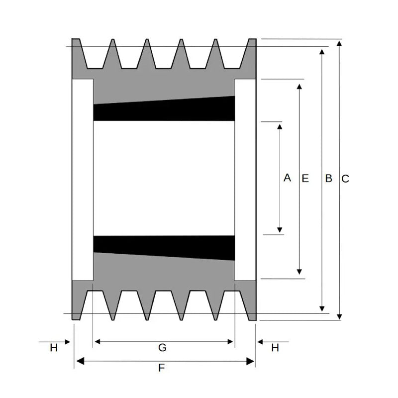 PowerDrive 140X5SPA 140mm Pitch Diameter SPA Section Tapered Locking Bush Type Pulley with 5 Grooves (Bush not Incl.) - Allow 2-3 Days
