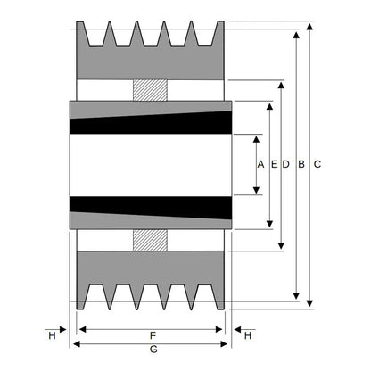 PowerDrive 300X5SPA 300mm Pitch Diameter SPA Section Tapered Locking Bush Type Pulley with 5 Grooves (Bush not Incl.) - Allow 2-3 Days