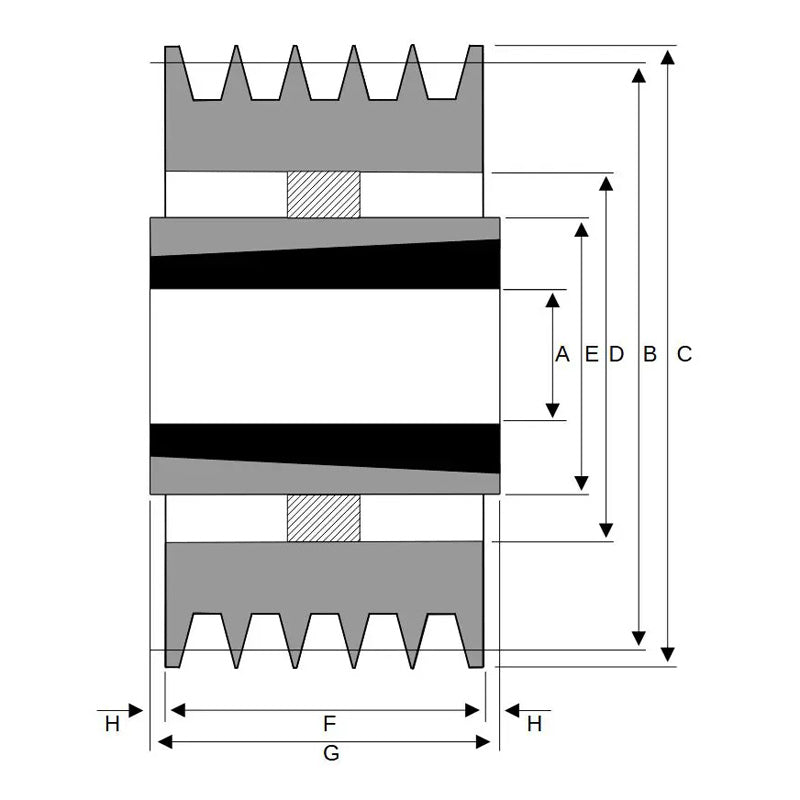 PowerDrive 280X5SPA 280mm Pitch Diameter SPA Section Tapered Locking Bush Type Pulley with 5 Grooves (Bush not Incl.) - Allow 2-3 Days