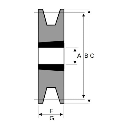 125X1SPB 125mm Pitch Diameter SPB Section Tapered Locking Bush Type Pulley with 1 Groove (Bush not Incl.)