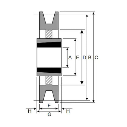 PowerDrive 500X10SPB 500mm Pitch Diameter SPB Section Tapered Locking Bush Type Pulley with 10 Grooves (Bush not Incl.) - Allow 2-3 Days
