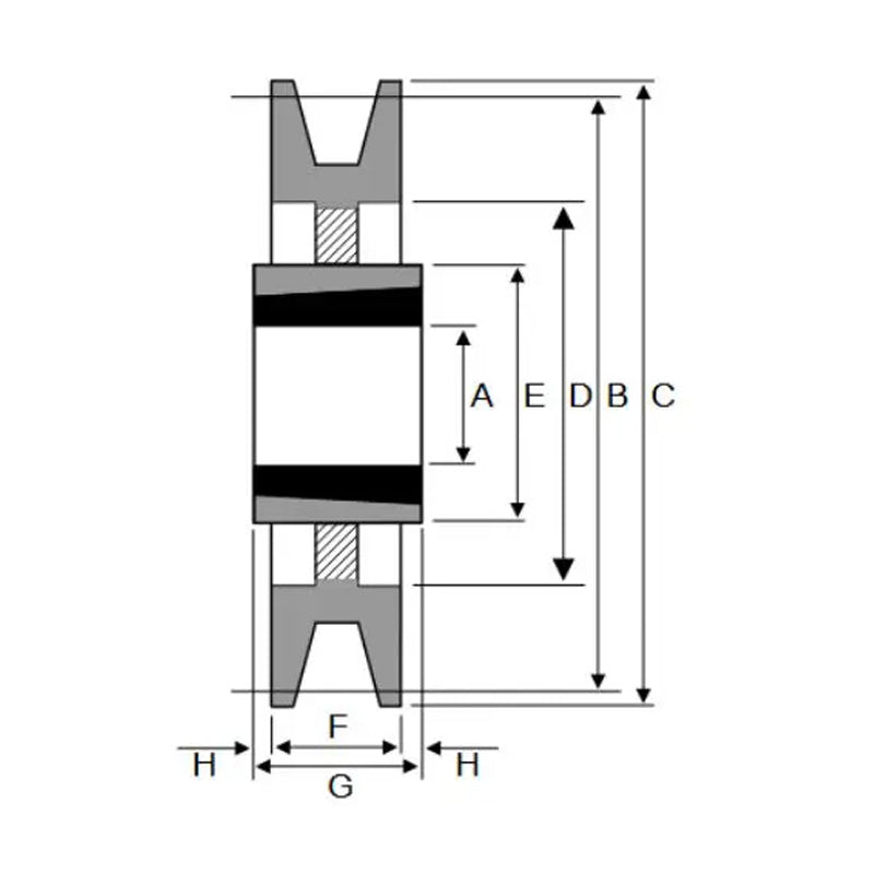 PowerDrive 200X1SPB 200mm Pitch Diameter SPB Section Tapered Locking Bush Type Pulley with 1 Groove (Bush not Incl.) - Allow 2-3 Days