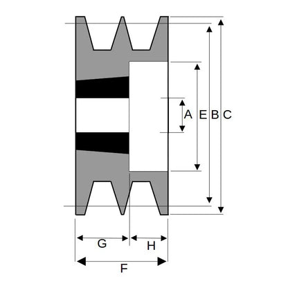 170X2SPB 170mm Pitch Diameter SPB Section Tapered Locking Bush Type Pulley with 2 Grooves (Bush not Incl.)