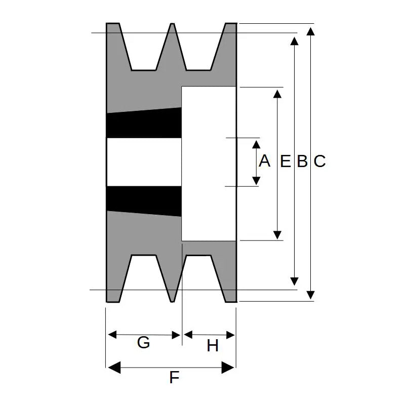 140X2SPB 140mm Pitch Diameter SPB Section Tapered Locking Bush Type Pulley with 2 Grooves (Bush not Incl.)