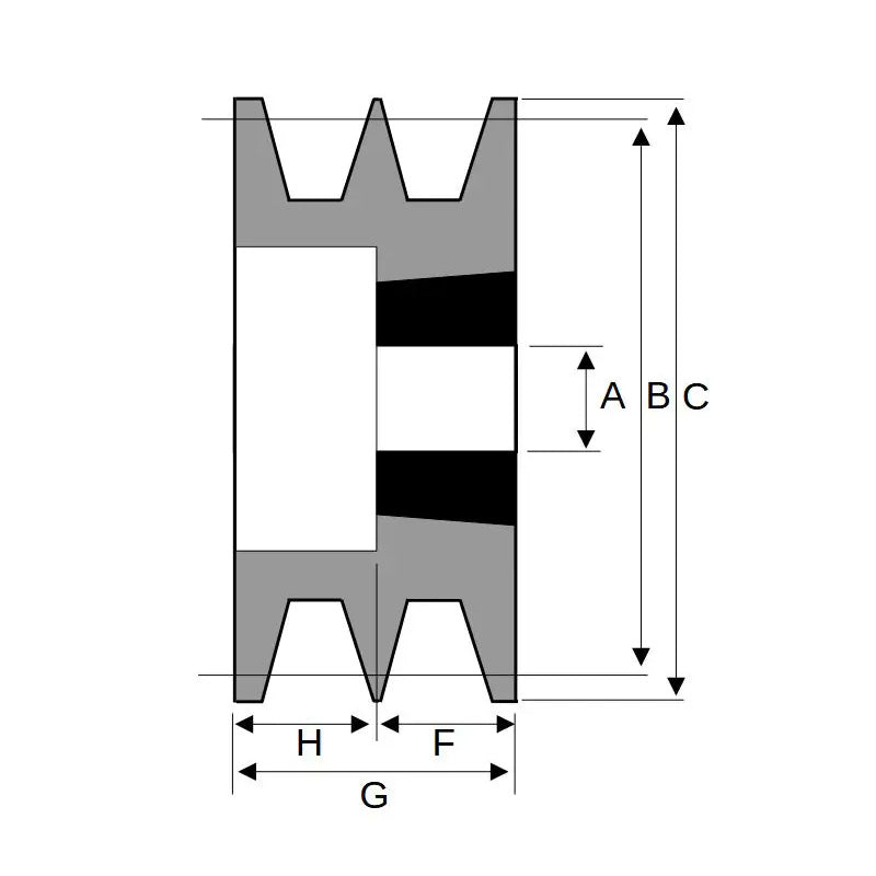106X2SPB 106mm Pitch Diameter SPB Section Tapered Locking Bush Type Pulley with 2 Grooves (Bush not Incl.)