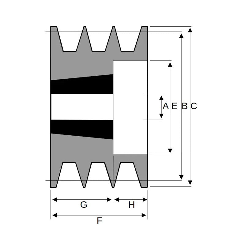 170X3SPB 170mm Pitch Diameter SPB Section Tapered Locking Bush Type Pulley with 3 Grooves (Bush not Incl.)
