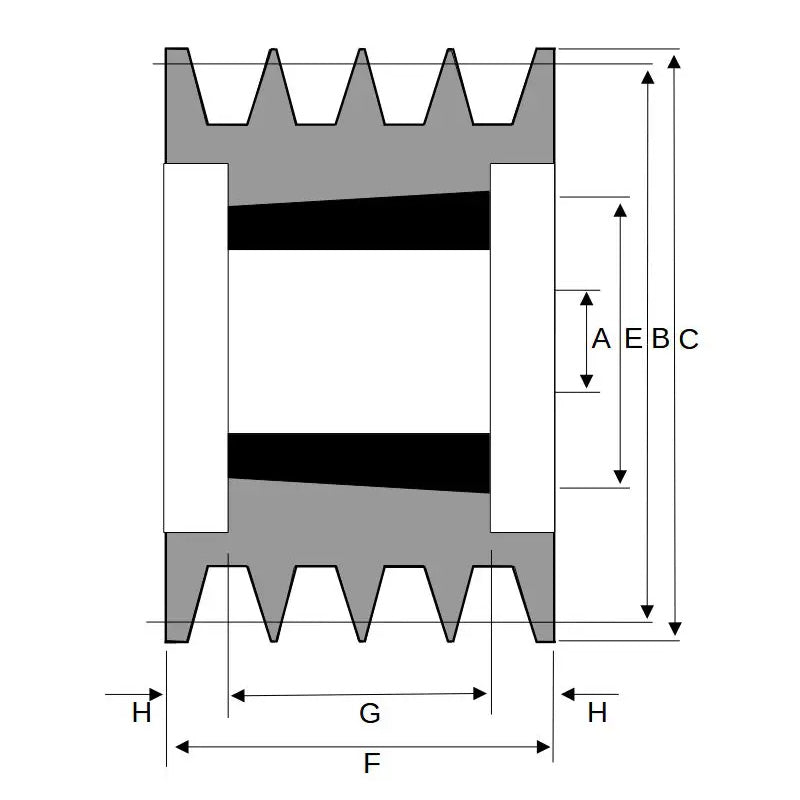 140X4SPB 140mm Pitch Diameter SPB Section Tapered Locking Bush Type Pulley with 4 Grooves (Bush not Incl.)