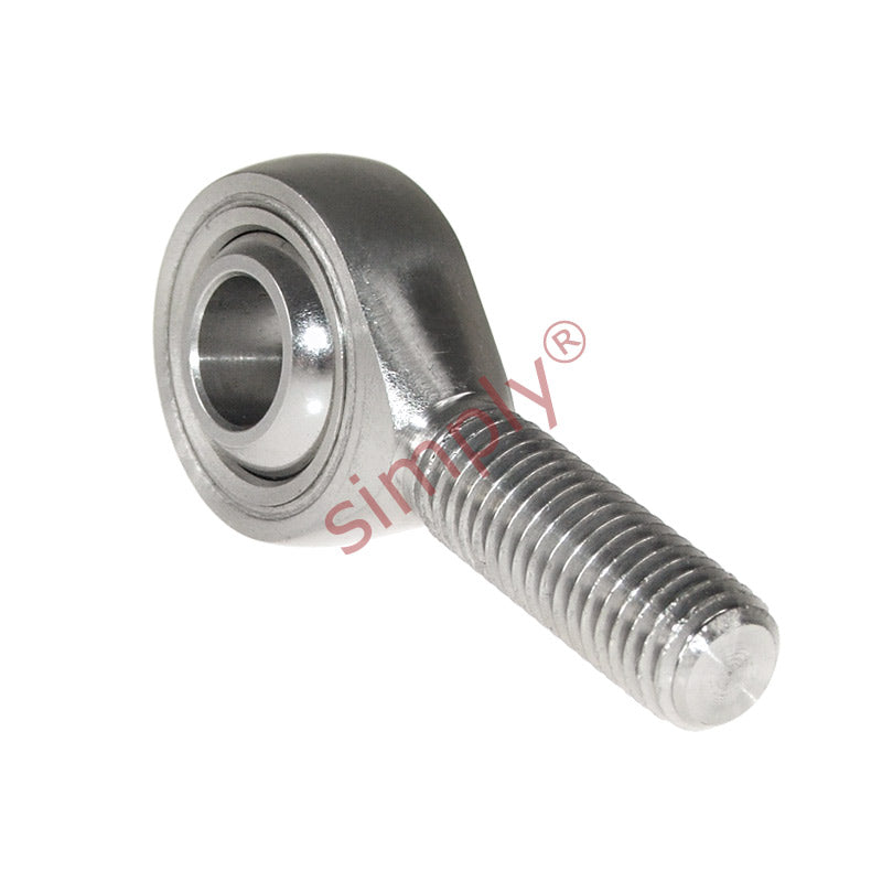 Budget SSPOS6 Right Hand Stainless Steel / PTFE Lined Plain Male Rod End 6mm Bore M6x1 Thread