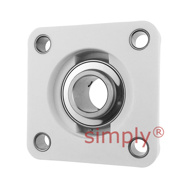 SUCFPL205-16 Metric Thermo Plastic Four Bolt Square Flange Housing with 25mm Bore Stainless Insert