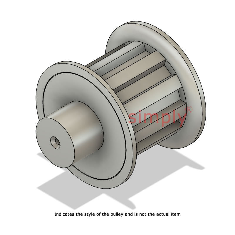 Aluminium Centre Drilled AT5 Timing Pulley with Flanges 5mm Pitch 12 Tooth for 16mm Wide Belts - Overall Width 27mm
