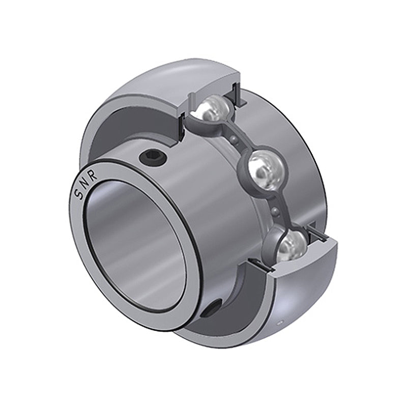 SNR UC203G2 Metric Full Width Spherical Outer Bearing Insert 17mm Bore 47mm Outside Diameter with Grub Screws