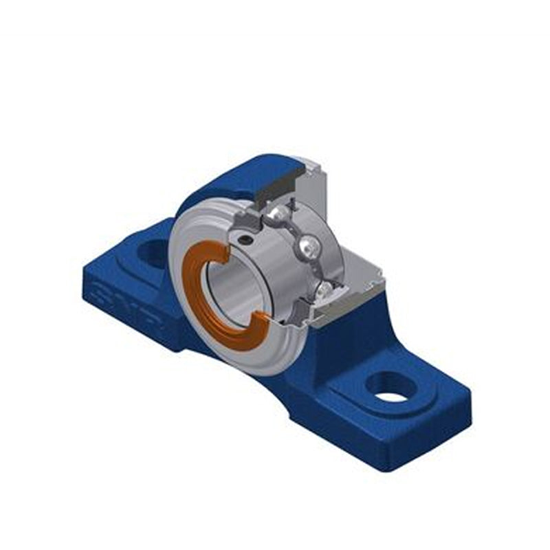 SNR UCP204CO Metric Cast Iron Two Bolt Pillow / Plummer Block Housing 20mm Bore Insert with Steel Plate Cover - Open Version - Allow 2-3 Days