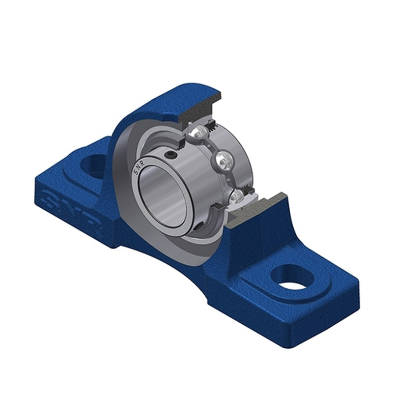 SNR UCP204NL3 Metric Cast Iron Two Bolt Pillow / Plummer Block Housing 20mm Bore Insert with Triple Lip Seal - Allow 2-3 Days