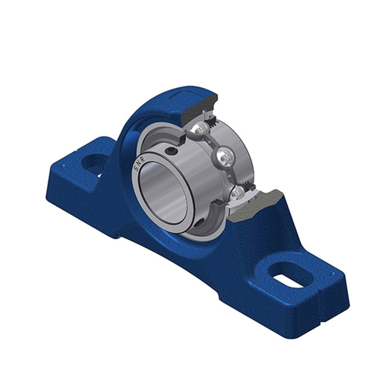 SNR UCPE210L3 Metric Cast Iron Two Bolt Pillow / Plummer Block Housing with 50mm Bore Insert with Triple Lip Seal - Allow 2-3 Days