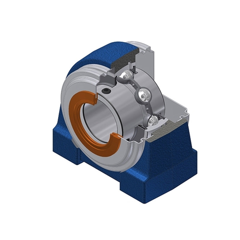 SNR UKPG209HCC Metric Cast Iron Two Bolt Pillow / Plummer Block Housing with Narrow Steel Plate Cover - Closed Version - Insert and Adaptor Sleeve Fits 40mm Shaft - Allow 2-3 Days