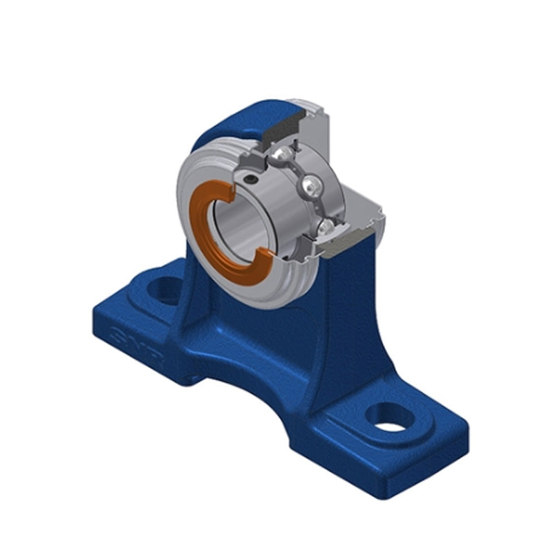 SNR UCPH201CC Metric Cast Iron High Centre Height Two Bolt Pillow / Plummer Block Housing with 12mm Bore Insert with Narrow Steel Plate Cover - Closed Version - Allow 2-3 Days
