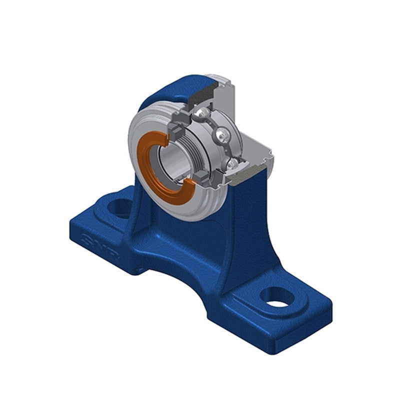 SNR UKPH208HCO Metric Cast Iron High Centre Height Two Bolt Pillow / Plummer Block Housing with Narrow Steel Plate Cover - Open Version - Insert and Adaptor Sleeve Fits 35mm Shaft - Allow 2-3 Days