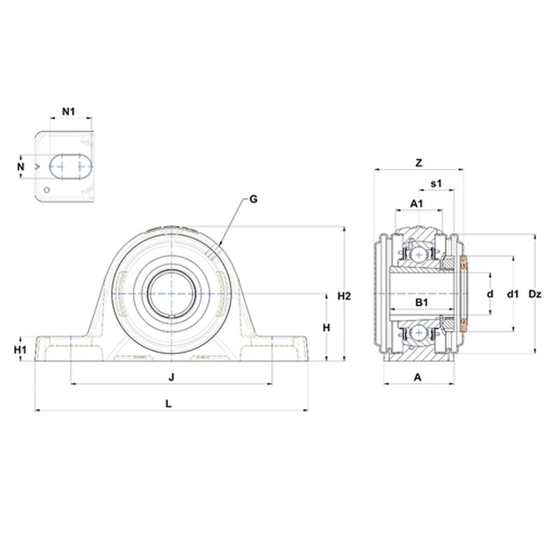 SNR UKPLE207HCO Metric Cast Iron Two Bolt Pillow / Plummer Block Housing with Narrow Steel Plate Cover - Open Version - Insert and Adaptor Sleeve Fits 30mm Shaft - Allow 2-3 Days