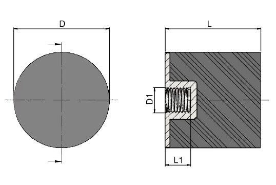 High-Performance Female Rubber Cylindrical Bump Stop 50x20mm M10 Thread