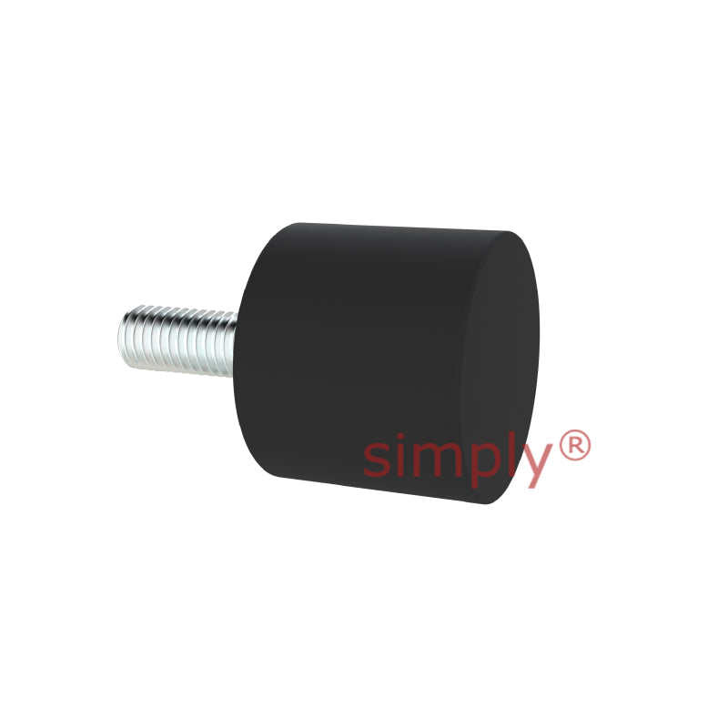 High-Performance Male Rubber Cylindrical Bump Stop 25x20mm M6 Thread