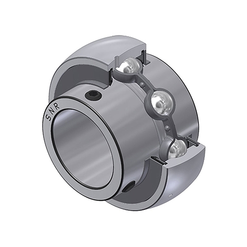 SNR ZUC204FG Metric Full Width Spherical Outer Food Safe Bearing Insert 20mm Bore 47mm Outside Diameter with Grub Screws - Allow 2-3 Days